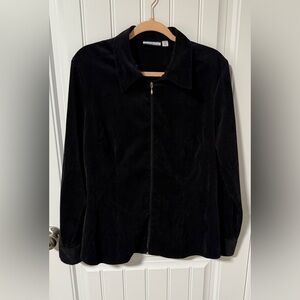 Croft & Barrow Women's Size XL Black Velvet Velour Zip Front Jacket